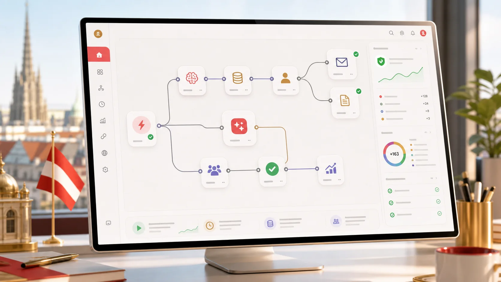 Automatisierungs-Dashboard mit verbundenen Workflow-Nodes